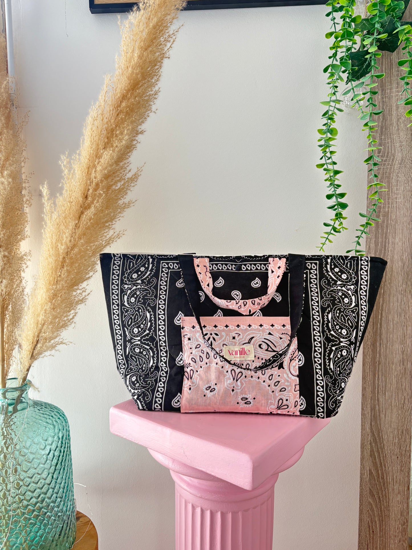 Sac "Austina" noir et rose