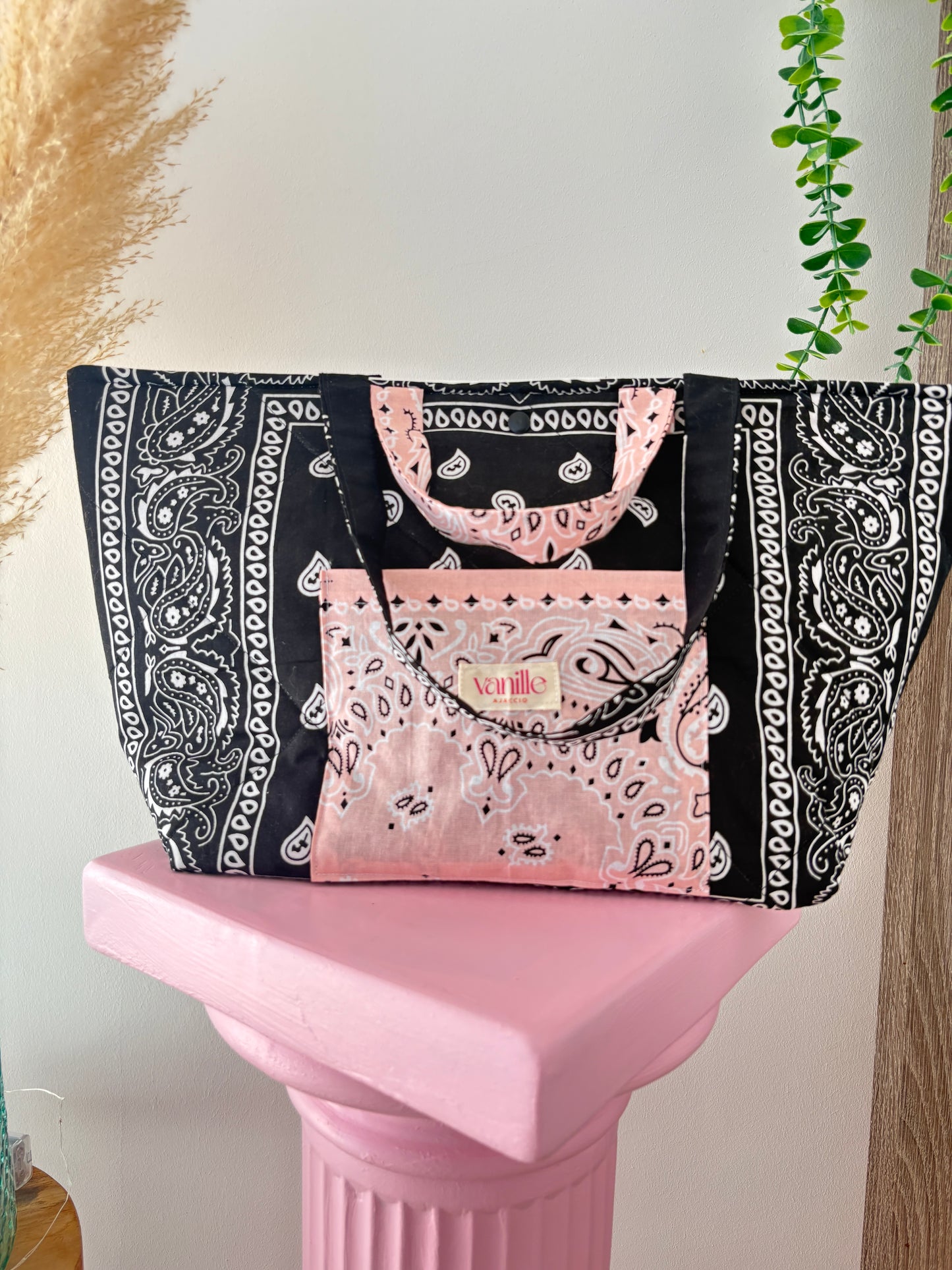 Sac "Austina" noir et rose