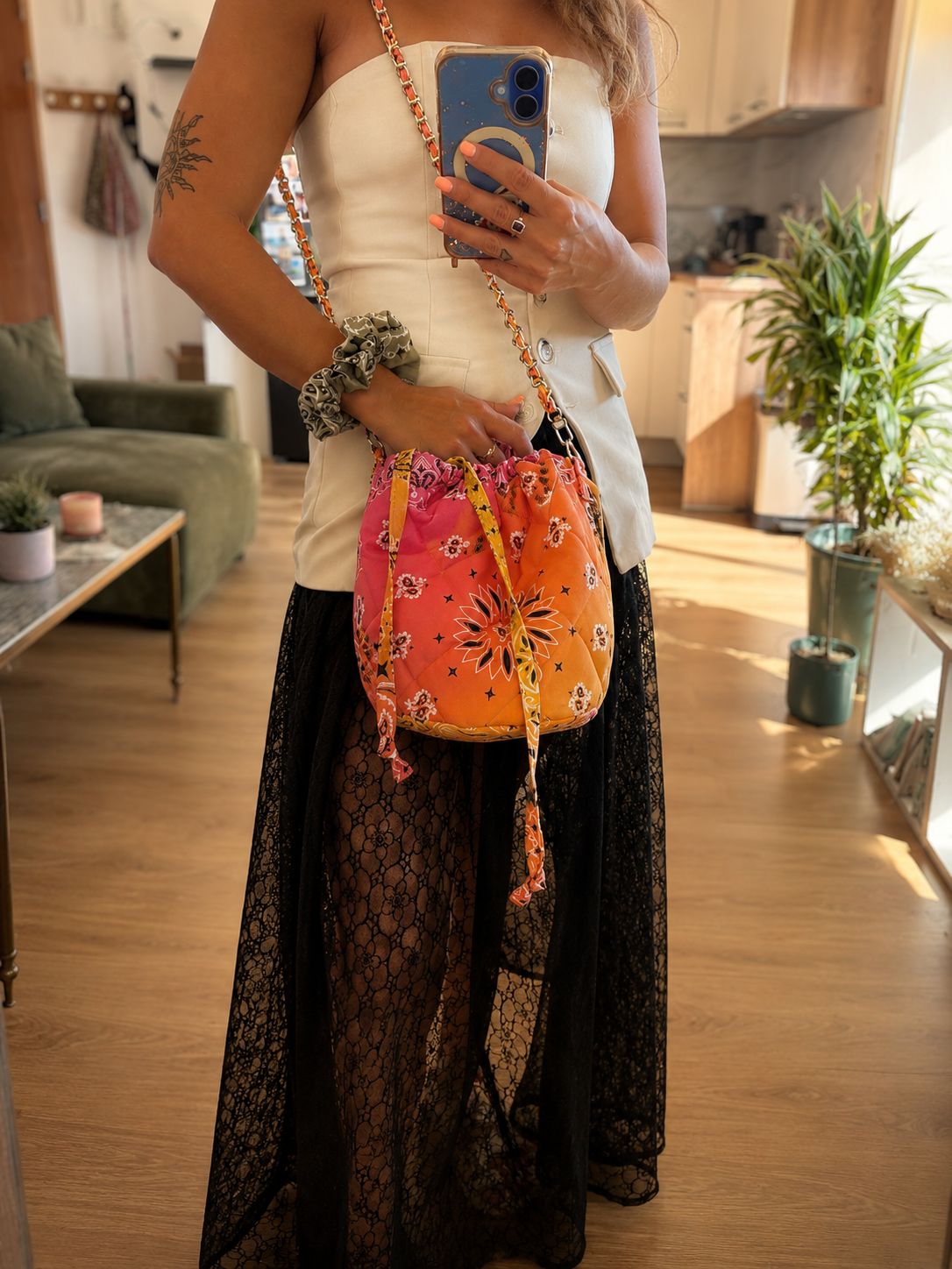 Sac Chaîne Tie&Dye Rose Orange